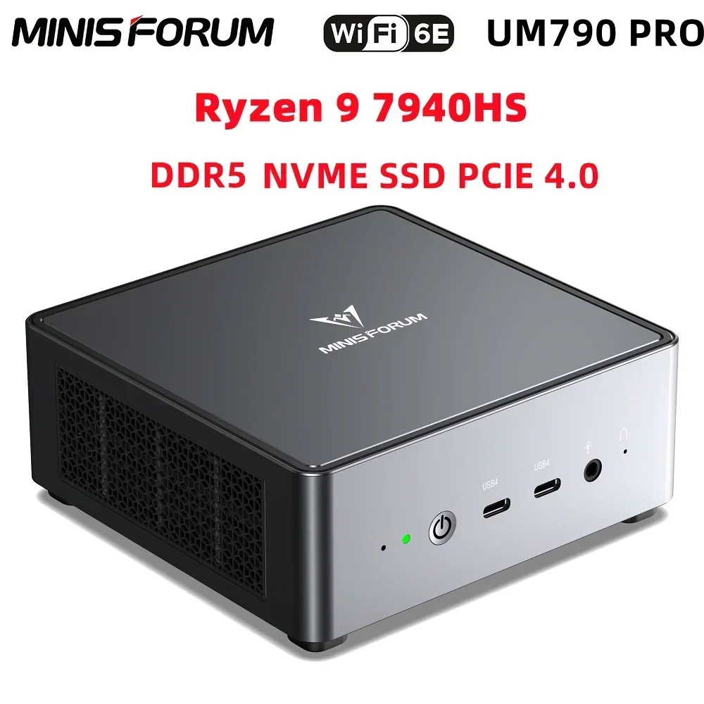 MINISFORUM UM790 Pro MINI PC AMD Ryzen 9 7940HS Windows 11 Pro 2*DDR5 NVME  SSD 2*PCIE4.0 WiFi 6E BT 5.2 40g USB 4* 2