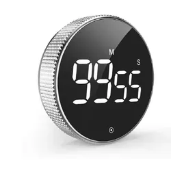 Magnetic Digital Kitchen Timer with Countdown Alarm and Stopwatch Functionality (Silver)