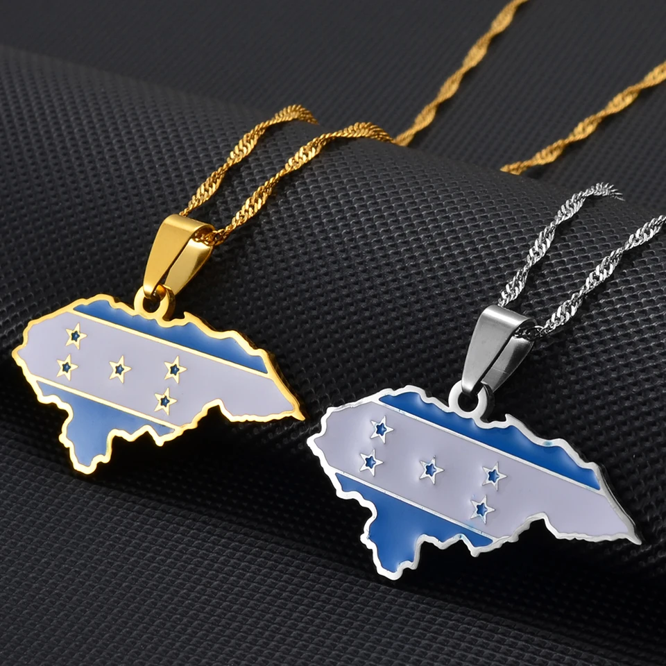 Honduras Map Pendant Necklace - Gold Or Silver Stainless Steel Patriotic Jewelry, Gift For Women - View #13