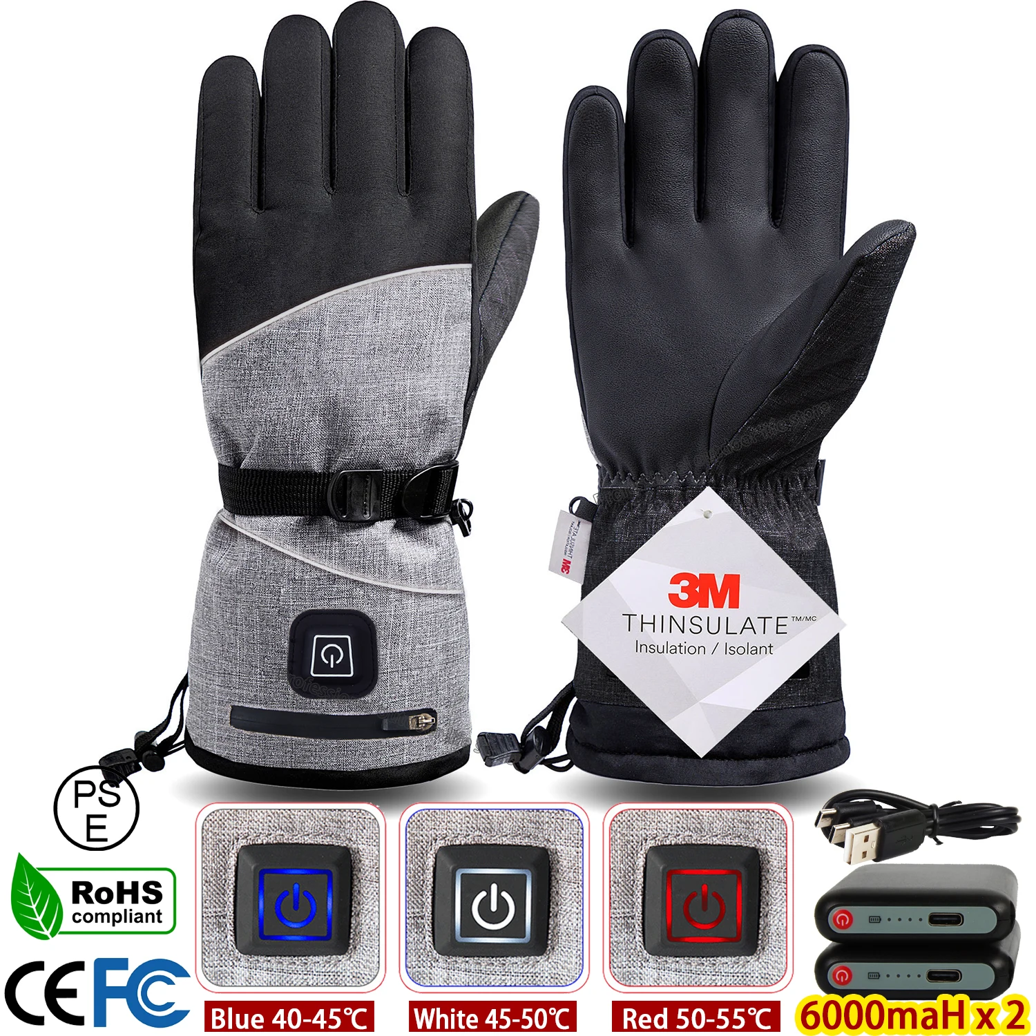Gant Neige HOMPO Gants Hiver Chaud Tactile En Double Doublure Velours Gants Hiver Velo Pour Homme Et Femme Gant De Ski Femme