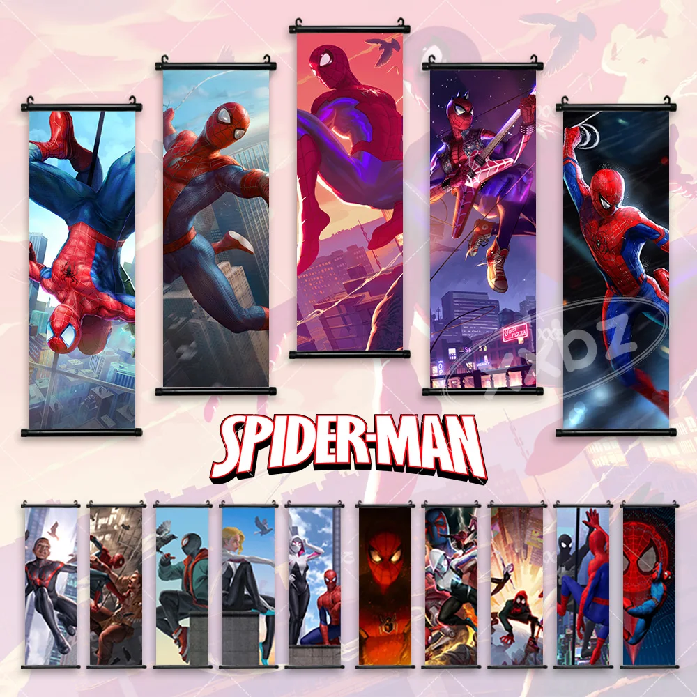 

Marvel Spider-Man Poster Disney Movie Home Decoration Wall Artwork Gift Anime Hanging Painting Parallel Universe Scrolls Picture