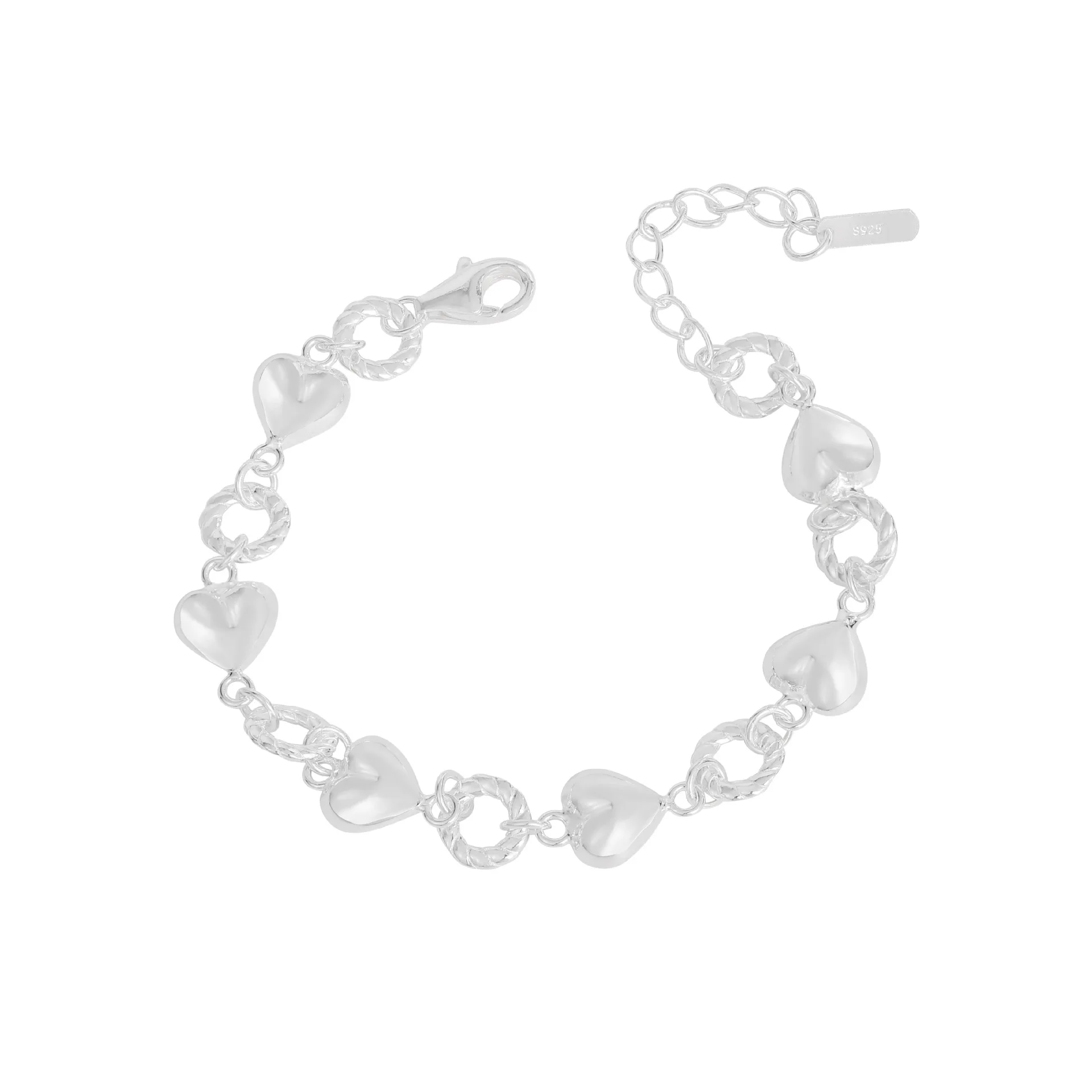 

Small and Extravagant Design Sense Versatile Love Fried Dough Twists Ring Bracelet 925 Sterling Silver Female Texture