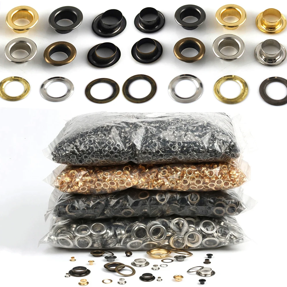 100sets 6/8/10/12mm Brass Eyelets with Washers Grommet Repairing Round ...