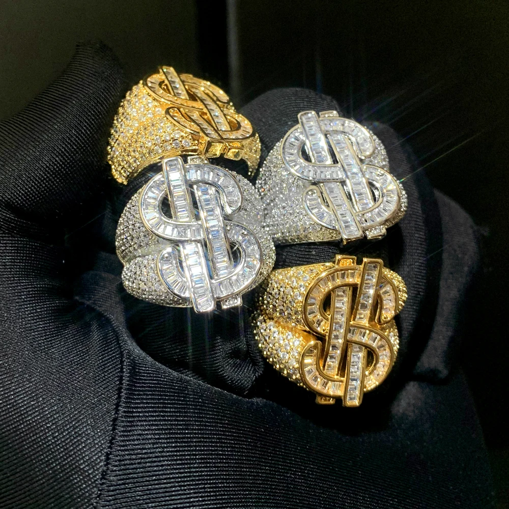 2025 High Quality Hip Hop Iced Out Luxury US Dollar Money Sign