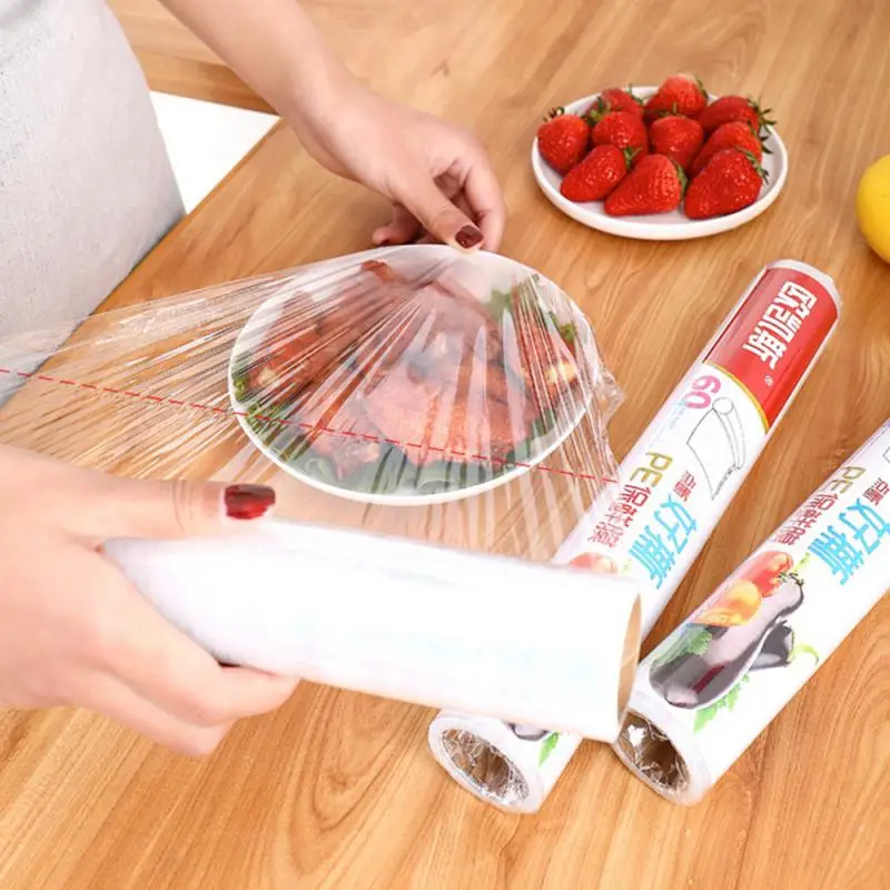 Kitchen Plastic Wrap Plastic Food Wrap Dispenser With Slide Cutter  Adjustable Cling Film Cutter Preservation Foil Storage Box - AliExpress