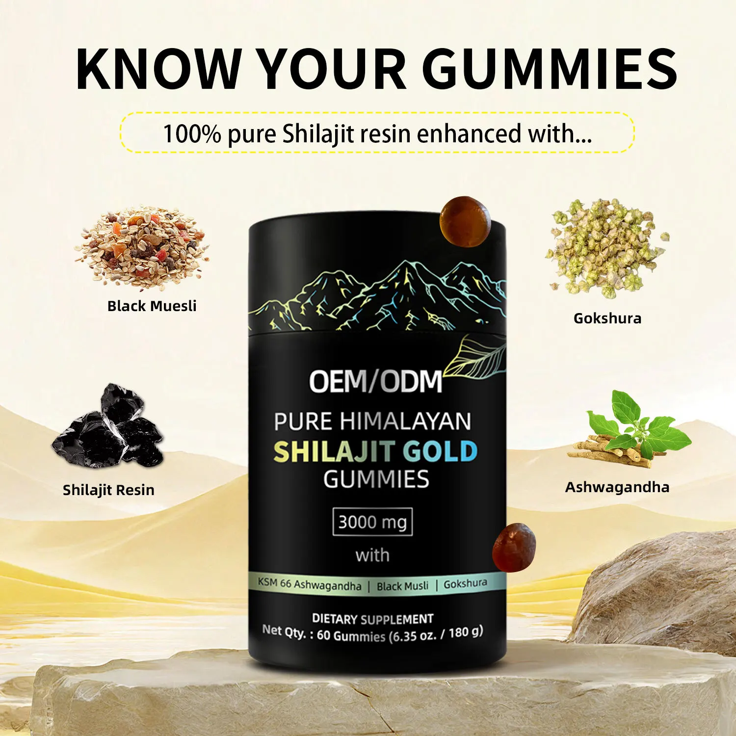 Shilajit gummies 1 bottle Regulates immunity Balances nutrition Maintains energy and health