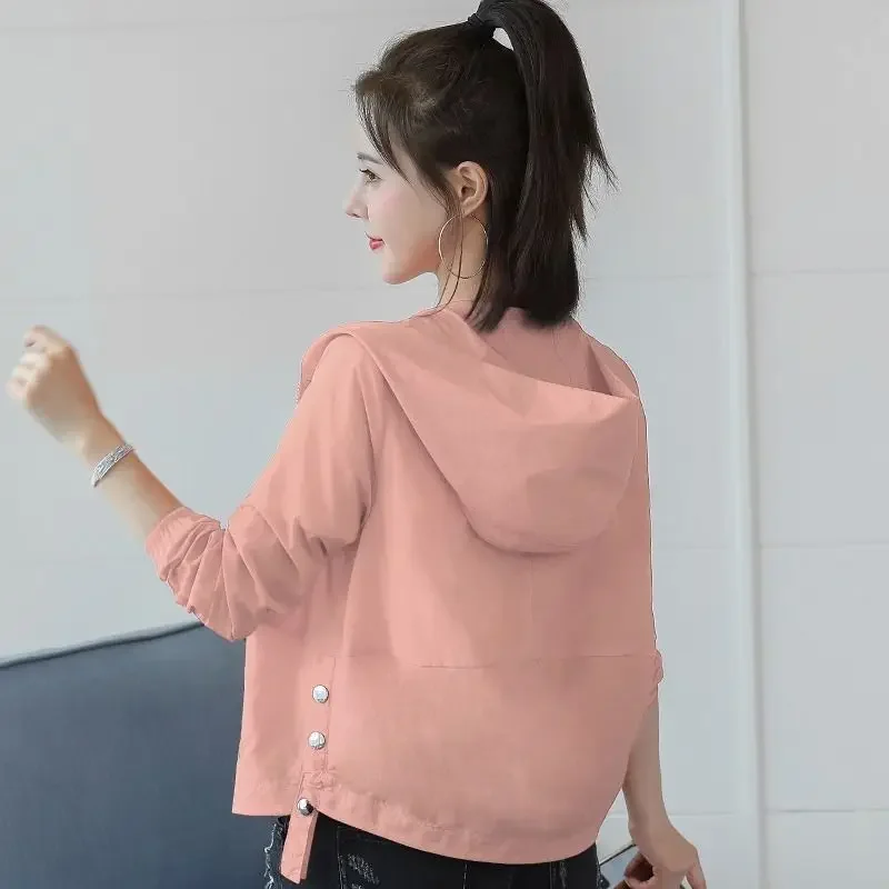 여성용 후드 재킷, 긴팔 바람막이, 빠른 건조, 얇은 Y2k 탑, 한국 패션, 캐주얼 봄버 재킷