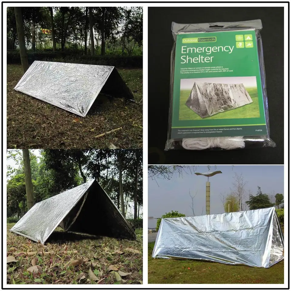 Acheter Sac de Couchage de Survie d'Urgence Portable en PE pour Extérieur Thermique Garde au Chaud Imperméable Couverture d'Urgence Camping Randonnée Protection Solaire