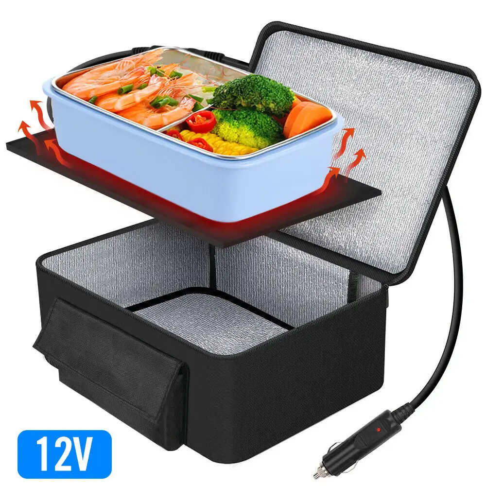 12V Portable Food Warmer with Vehicle Plug Electric Heating Lunch Box Food  Heater for Reheating Meals in Car/Truck,Black 