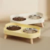 A Colorful Dopamine Pet Double Bowl Fashion Feeding Large Capacity Stainless Steel Dog Bowl Drinking Water Neck Cat Double Bowl