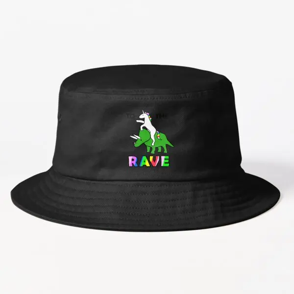 

To The Rave Unicorn Riding Triceratops Bucket Hat Sun Summer Solid Color Cheapu Casual Mens Fishermen Outdoor Sport Boys Fish