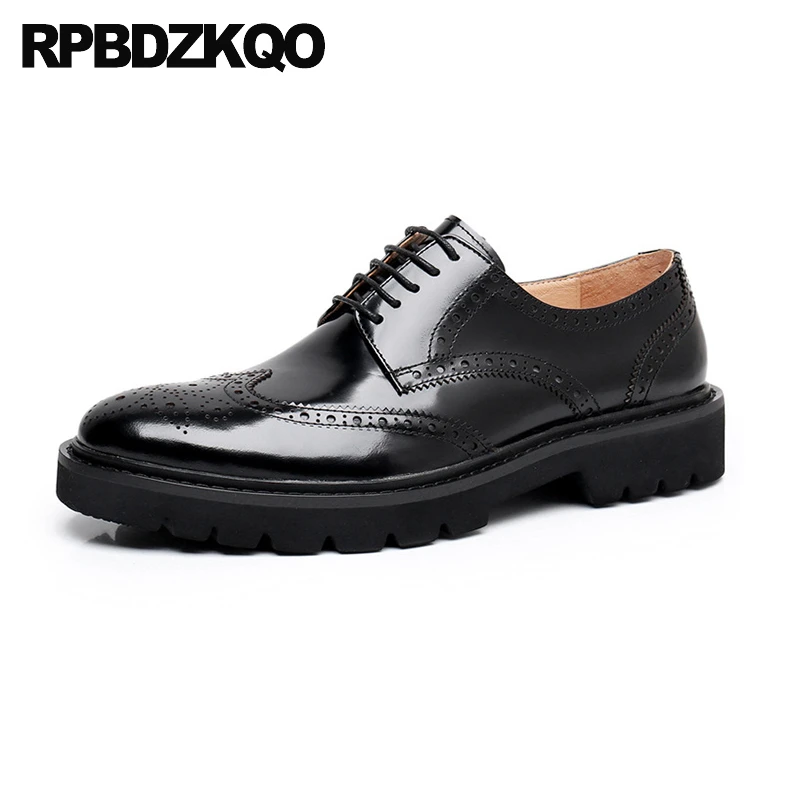 

Men Shoes Flats Cowhide Patent Leather 47 Round Toe Lace Up Wingtip Oxfords 48 Custom Brogue Genuine Big Size Dress 14 13 Derby