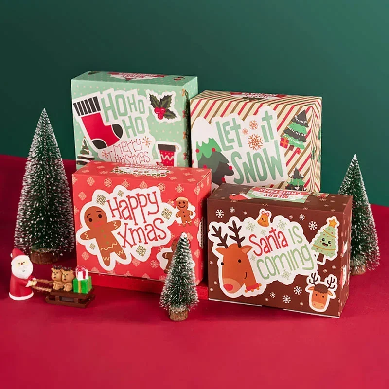 6pcs Christmas Gift Boxes DIY Handmade Candy Snack Packaging Tote