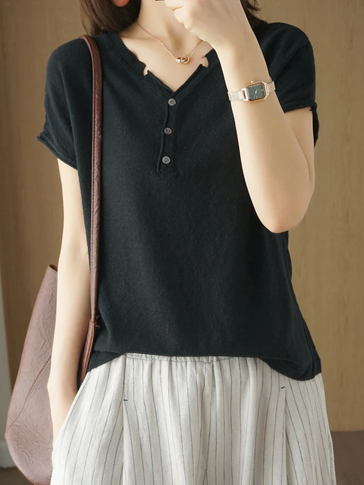 Chemise Femme Grande Taille été - Coton/lin, Manches 3/4, Coupe Ample Bohème - Tunique Chic Et élégante - Couleur Unie