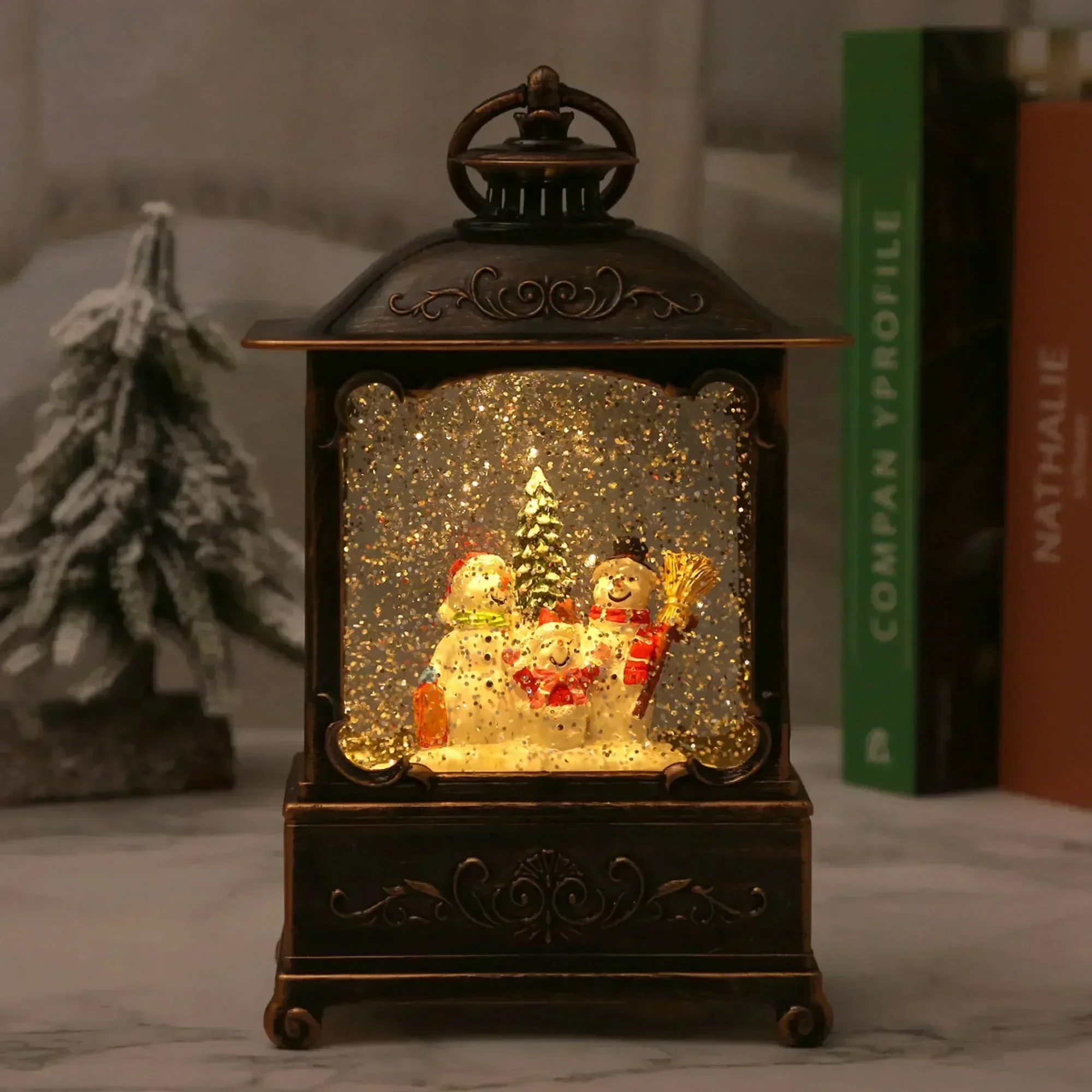 クリスマススノーグローブランタンオルゴール渦巻くグリッターライト