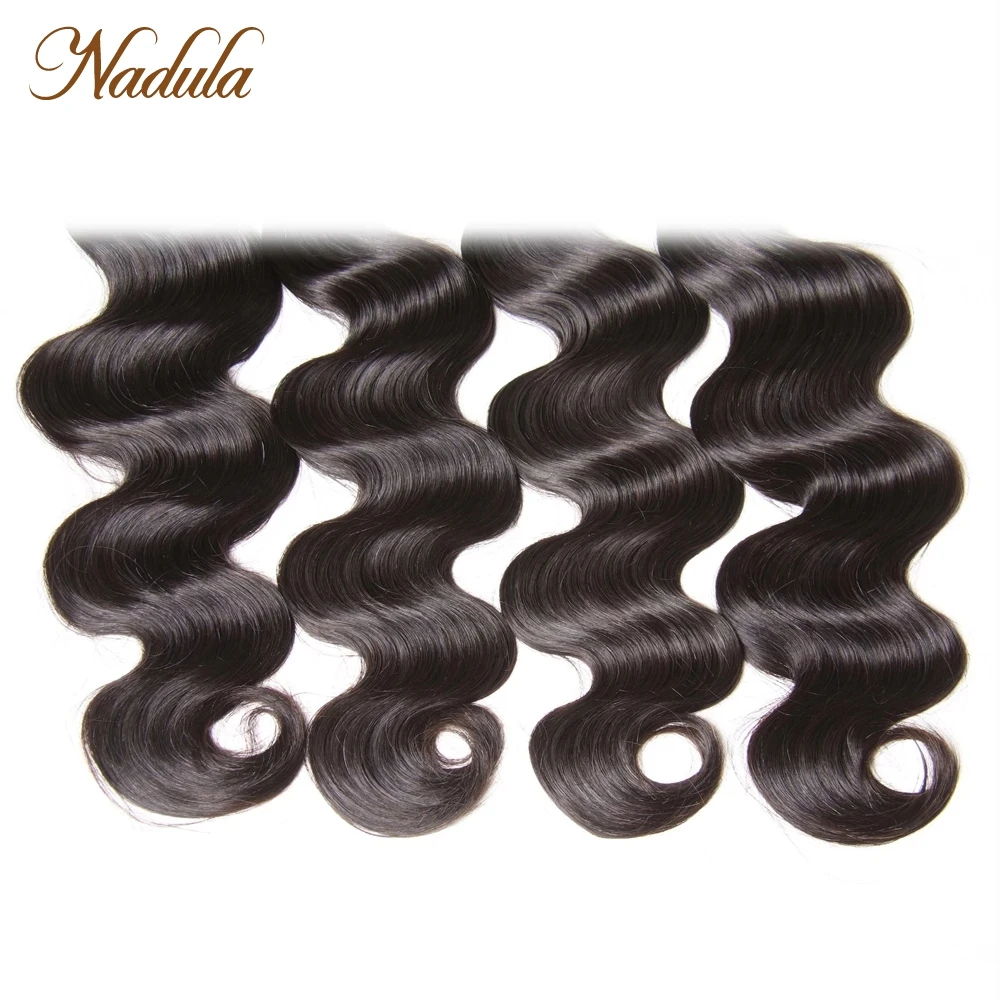 Nadula Hair 4 Bundles Peruvian Body Wave Hair 100% Human Weaves 8-30inch Natural Color Remy Extensions