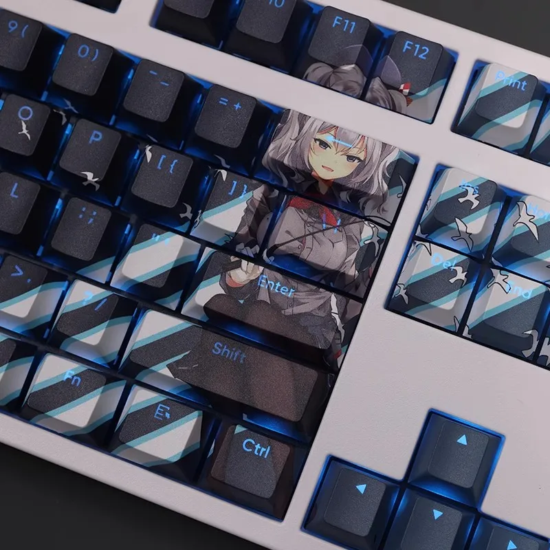 Anime Gaming Keycaps Grupo Coleção Kantai Kashima Keycap Pbt Dye Subbed Teclado Retroiluminado 61 87 104 108 Layout - Imagem 3