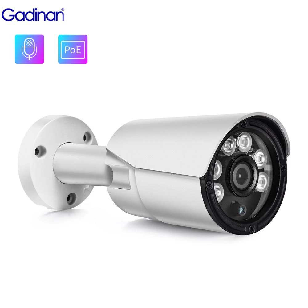 Gadinan Poe Ip Camera 5Mp 2880X1616P Registrazione Audio Esterna Ir Visione Notturna Protezione Di Sicurezza Videosorveglianza Telecamera Cctv