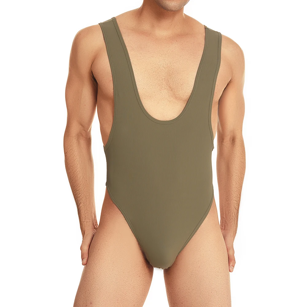 Description Picture 4 of itemSexy Men Undershirts Leotard Backless T-back Rompers Bikini Vest Breathable Jumpsuits Wrestling Singlet One-piece Underwear