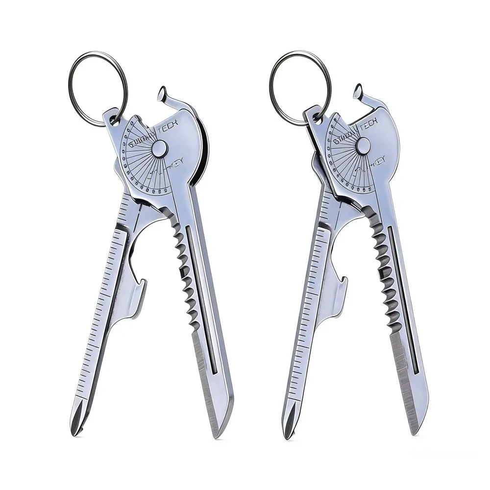 2PCs 휴대용 키체인 멀티툴 소형 다기능 키체인 8 in 1(스크루드라이버 병따..