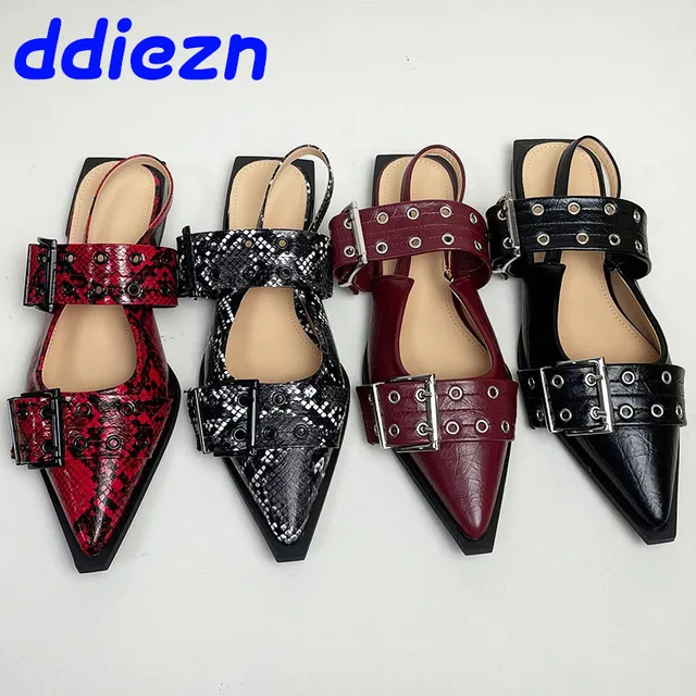 Calzado de talla grande 43, zapatos planos rojos de lujo para