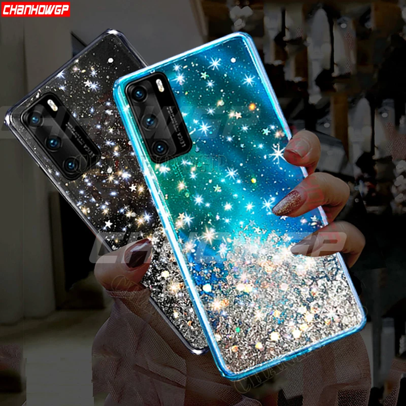 Мягкий чехол с блестками для Huawei P30 P40 Lite E PSmart Y5P Y6P Y7P Y5 Y6 Y7 2019 Honor 9X 9A 9S 9C 10i 10 30 20 ТПУ |