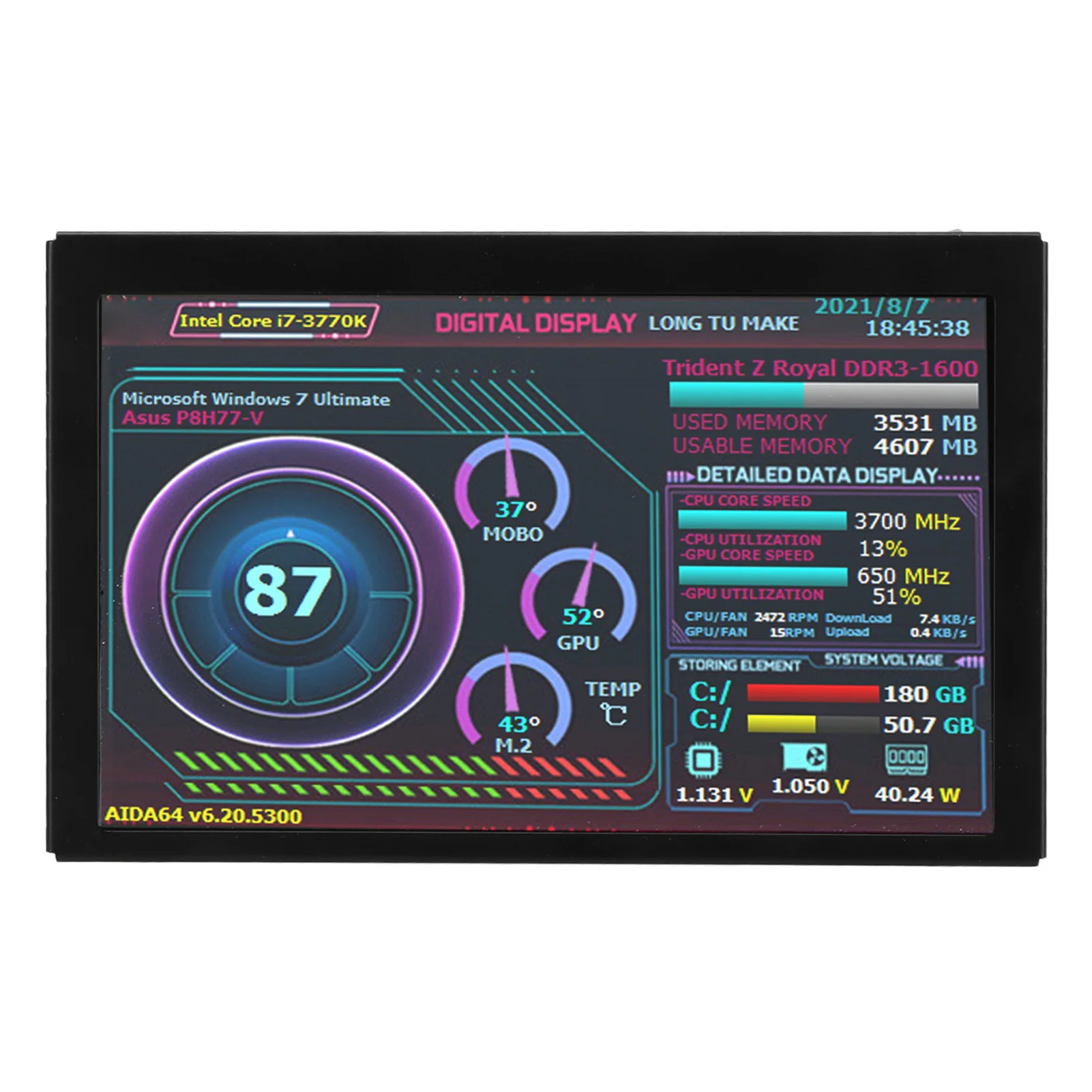 

5in Computer Temp Monitor IPS USB Mini Screen PC Sensor Panel Dynamic Display Monitor AIDA64 PC CPU RAM Data Monitor hot