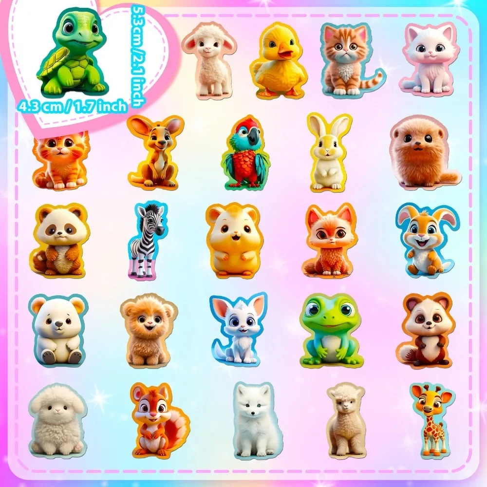 50PCS Cute Cartoon Animal Stickers Aesthetic DIY Water Bottles Laptop Phone Skateboard Car Waterproof Sticker for Kids Toy Gift 3