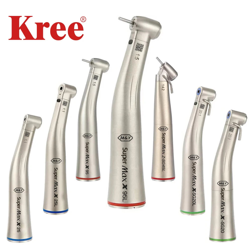 

Dental 1:5 /1:1 /20:1/1:4.2 led Optic Fiber Increasing Red Ring Contra Angle Low Speed TI MAX25L/25/95L/95 air turbine handpiece