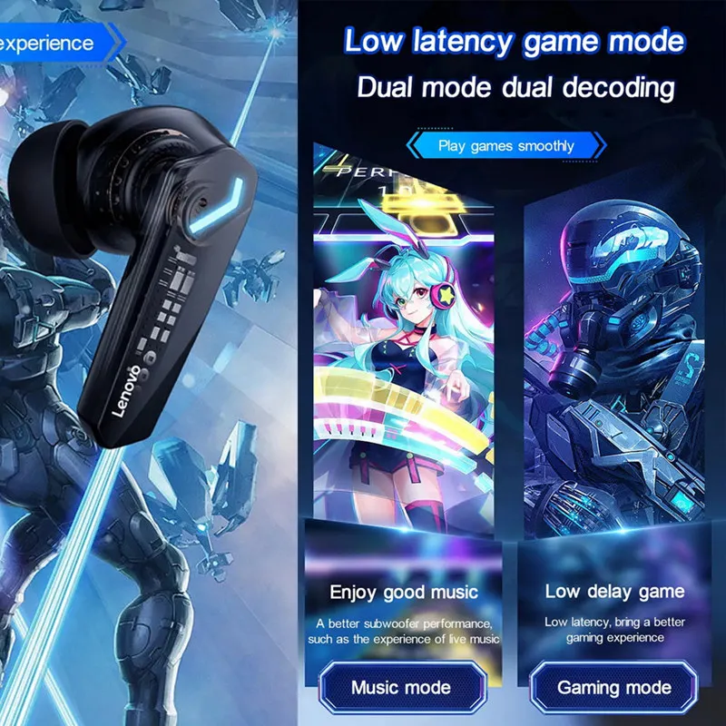 Lenovo GM2 Pro Bluetooth 5.3 Earphones Sports Headset Wireless In-Ear Gaming Low Latency Dual Mode Music Headphones New 3
