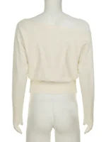 Solid Off-Shoulder Sweater Loose Slash Neck Long Sleeve Knitted Pullovers Women Autumn Winter Fashion Casual Lady - Image 6