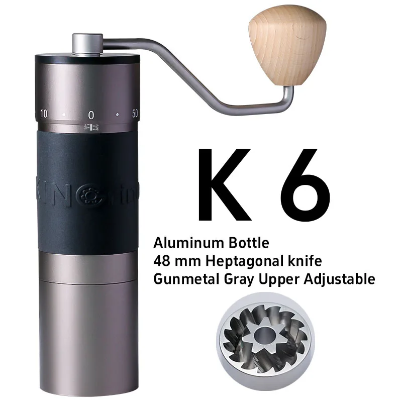 K6 Kingrinder Manual Coffee Grinder Adjustable Grind setting K6 grinder 48mm stainless steel Titanium plating Conical Burr Mill 3