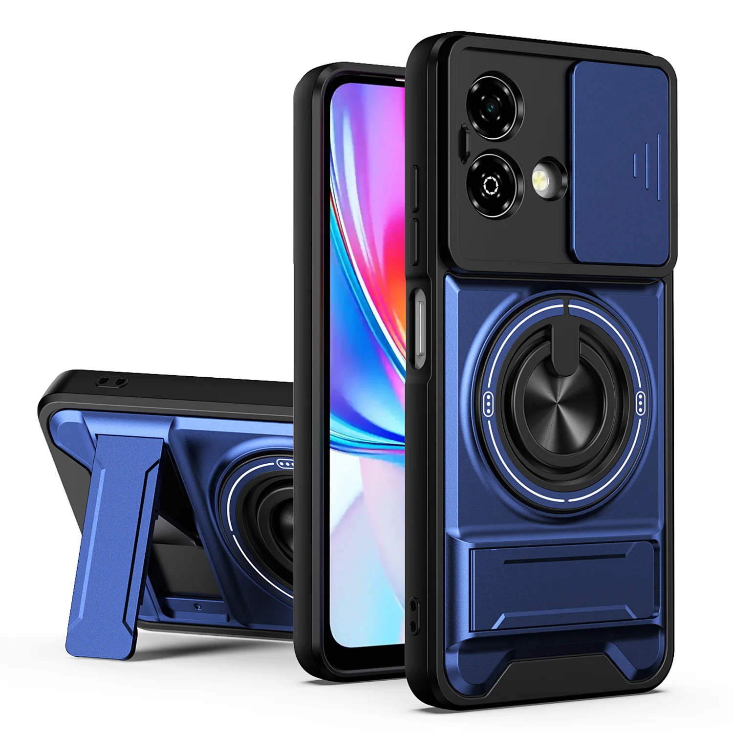 Rotatable Slide Camera Protection Ring Stand Shockproof Cover Case