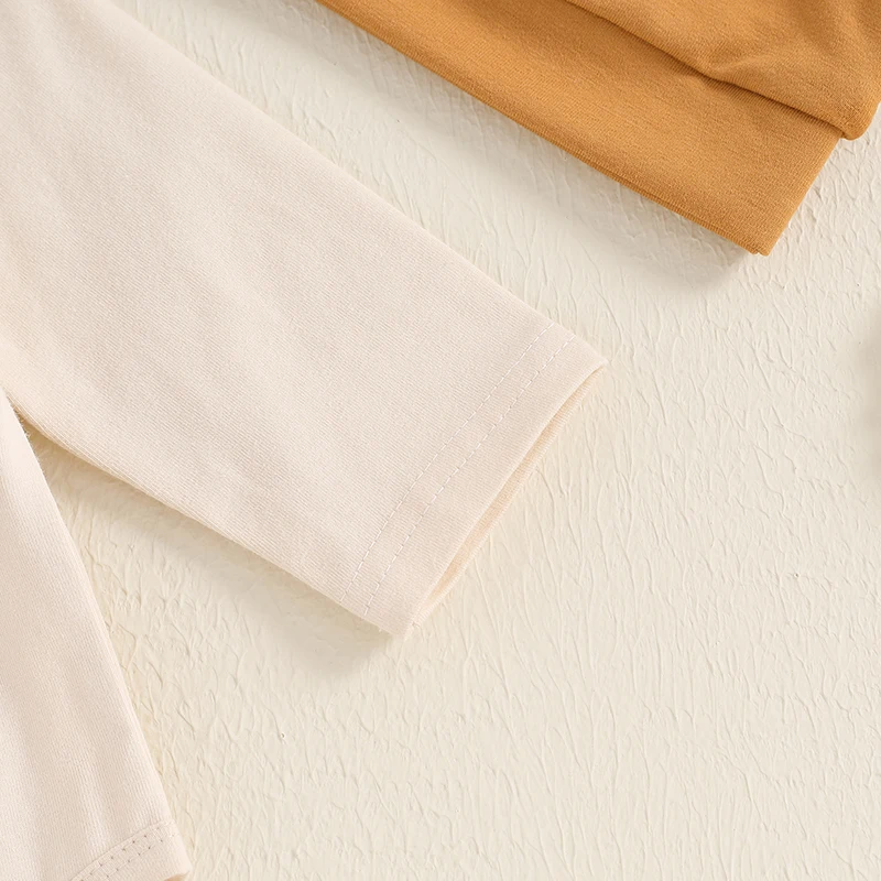 Herbst-Outfits für Neugeborene, Jungen und Mädchen, Buchstaben-Stickerei, Langarm-Strampler, elastische Taille, Hose, geknotete Mütze, 3-teiliges Set – Detail 7