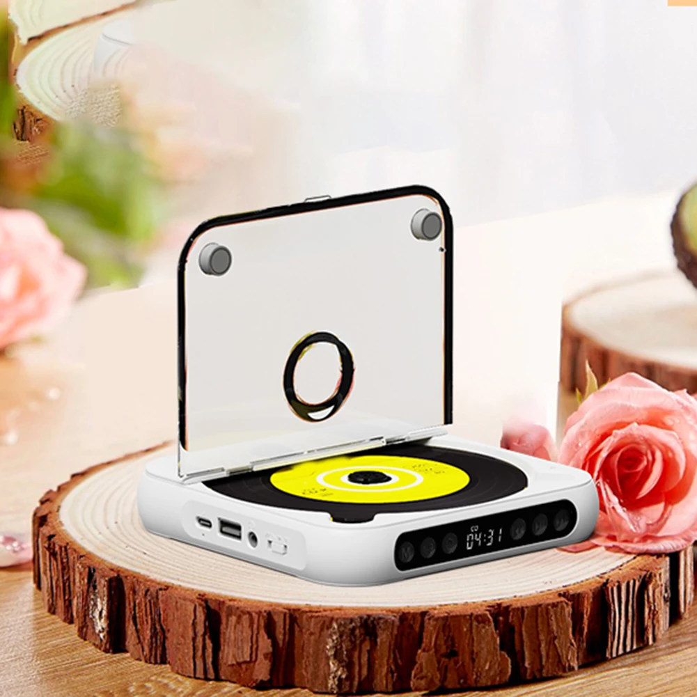 Portable CD Player Bluetooth Speaker Stereo CD Players with Double 3.5mm Headphones Jack Wall Mountable Music Player