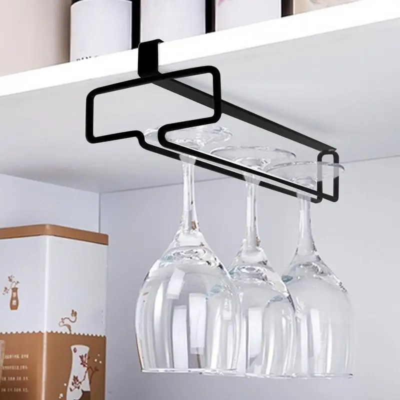 Wine Glass Holder Wine Cup Holder Under Shelf Glass Hanger Metal Organizer For Space Saving Glasses Rack For Shelf