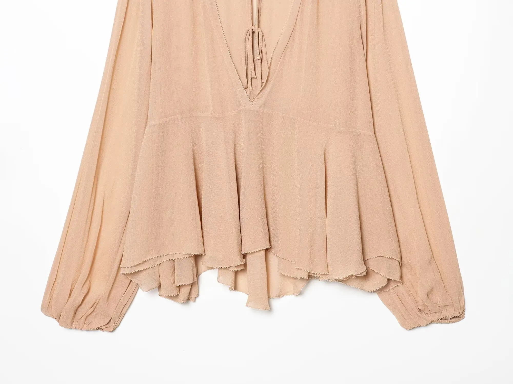 KONDALA Elegantes Lässiges Chiffon-Hemd für Damen Trendiges Süßes Hemd mit Schnürkragen und Plissiertem Saum Neu 2026 Frühling Sommer Schicke Urlaubstopps – Detail 7