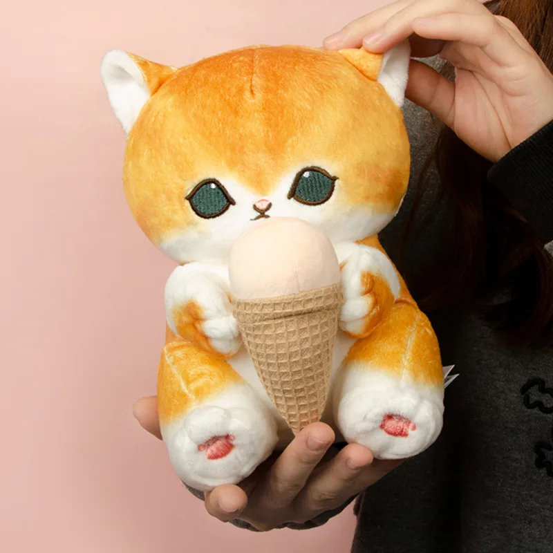 20cm Mofusand Dolls Toys Kawaii Hold Ice Cream Cat Plush Friend Shrimp Cat Dolls Cute Cartoon