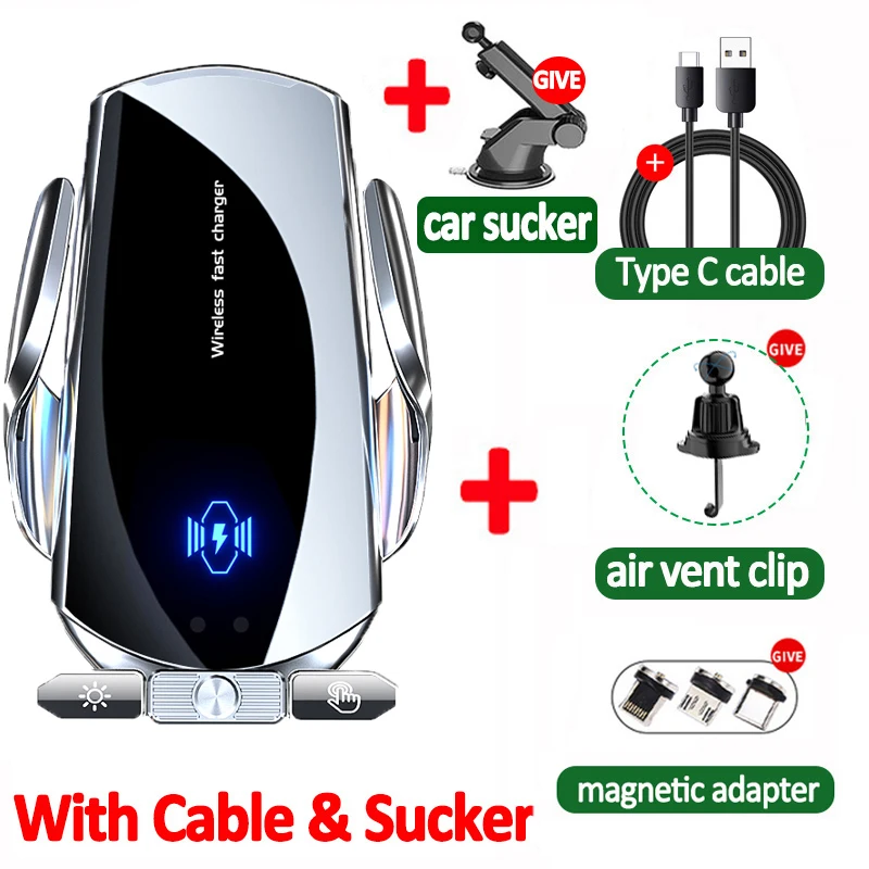 Sleek Wireless Car Phone Charger with 15W Fast Charging Capability