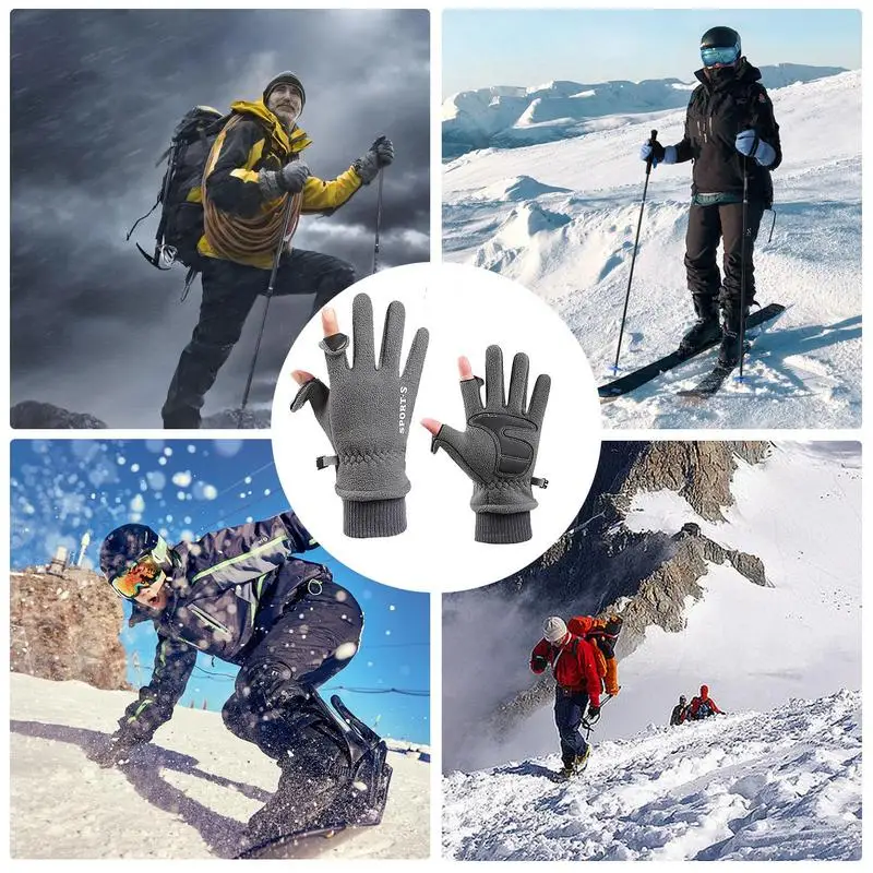 Polar Fleece Warm Gloves Touchscreen Winter Gloves For Women And Men Thicken Windproof Cold Weather Work Reversible Gloves 5