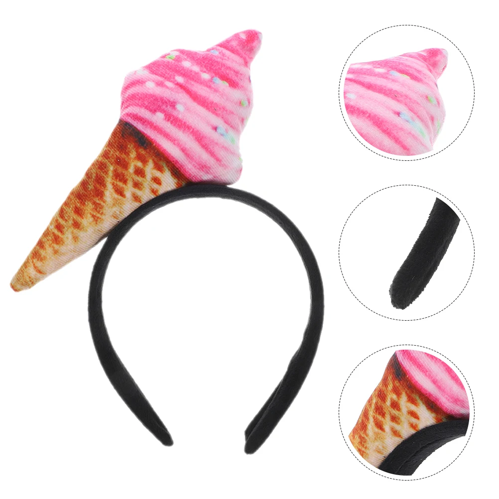 2Pcs Ice Cream Headband Hair Bands Headpiece Holiday Accessories for Women Hat Headgear Halloween Headbands Child Woman 5