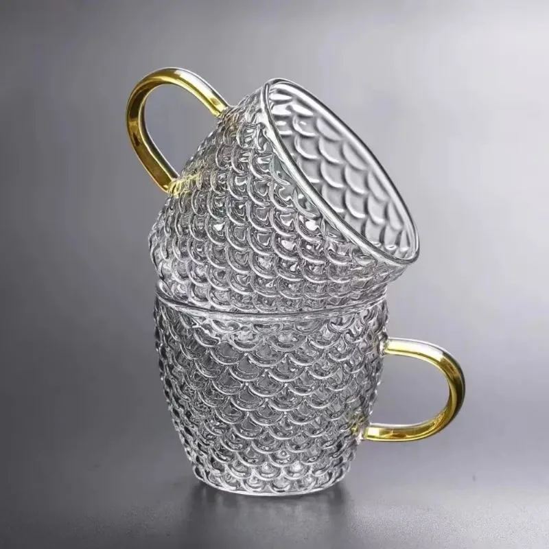 Glass Tea Cups Small Cups Home Tea Set Coffee Cup Set Water Cup Saucer Steak Juice Bucket Table Decor