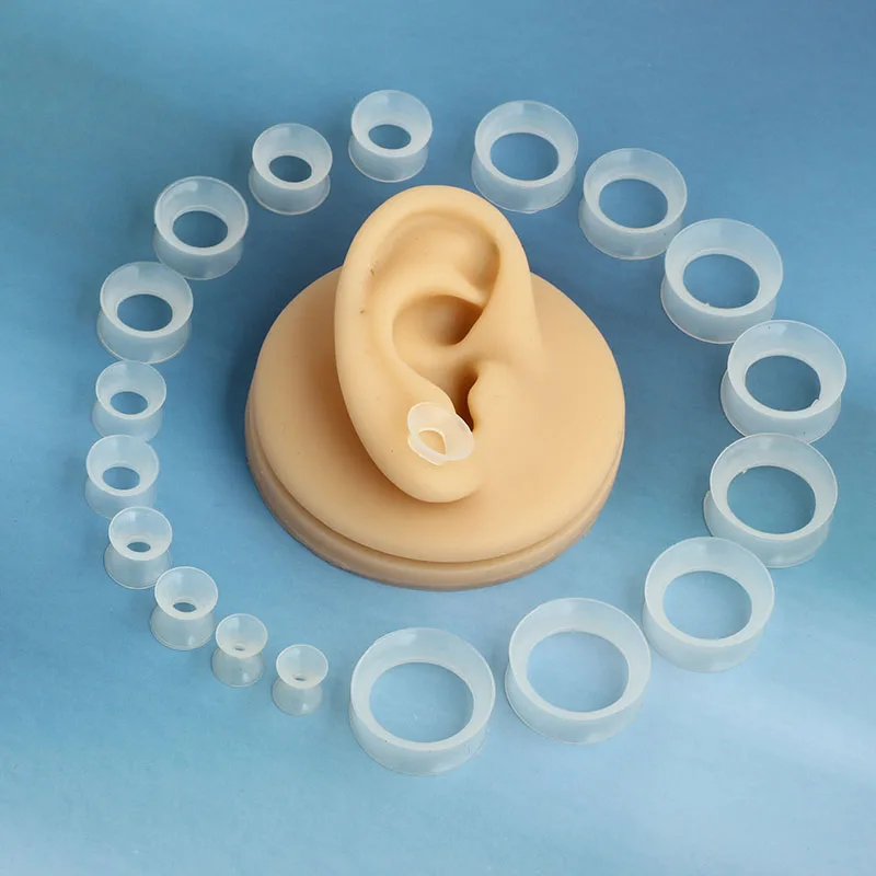 Ultra Thin Silicone Flexible Flesh Tunnel Expander Stretching Gauge Earlets Plug Set Gauges Kit 6-25mm mix 10 size wholesales