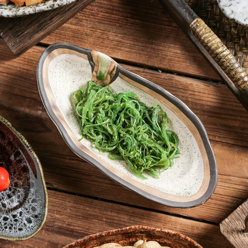 Ceramic Irregular Oyster Plate Dessert Plate Sushi Decorative Seasoning Bowl Spice Kitchen Tableware Gazpacho