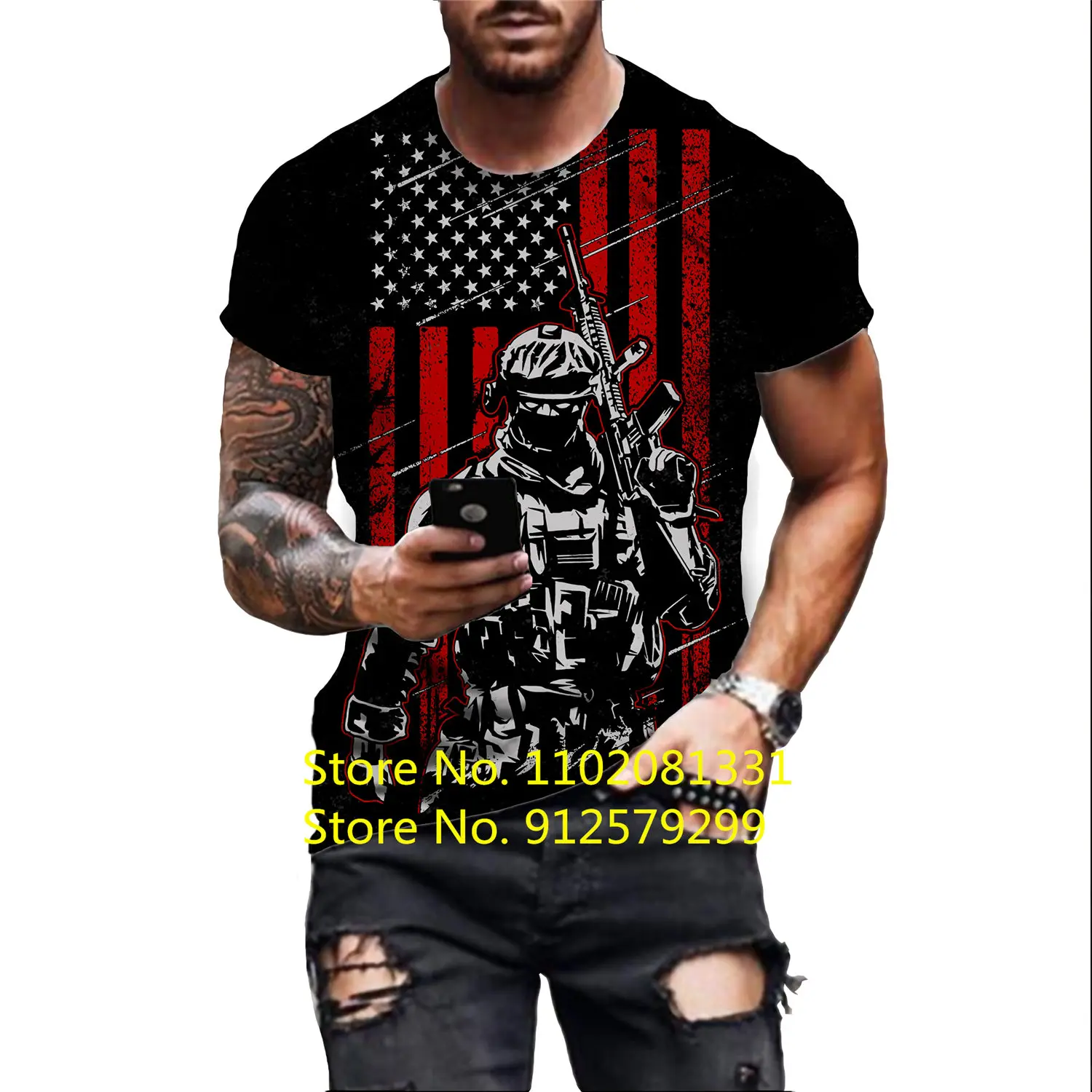 

America Army Camouflage Men T Shirt Fashion Usa Flag Short Sleeve Veteran Shirts Men's Clothing