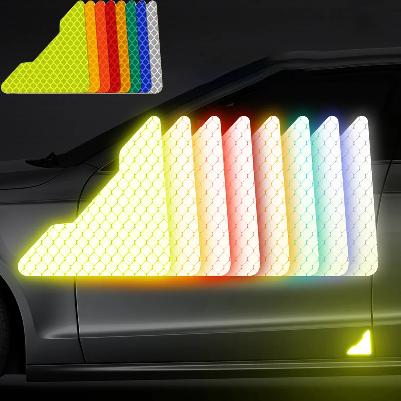 

4Pcs Car Anti-scratch Protector Stickers Reflective Car Front Rear Door Corner Protective High Visibility Anti Scratch Stickers