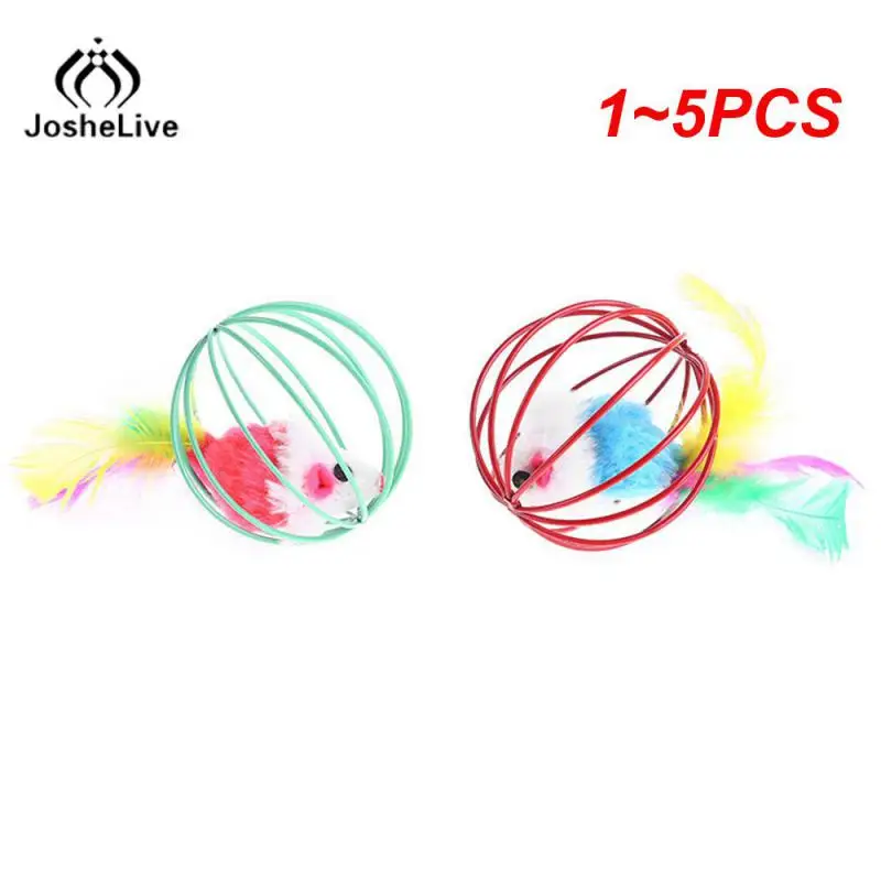 

1~5PCS Cartoon Pet Cat Toy Stick Feather Rod Mouse Toy With Mini Bell Cat Catcher Teaser Interactive Cat Toy Random Color Pet