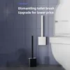 Silicone Toilet Brush Set with Removable Long Handle - Wall Mounted Household Cleaning Tool, Plastic, Reusable 4