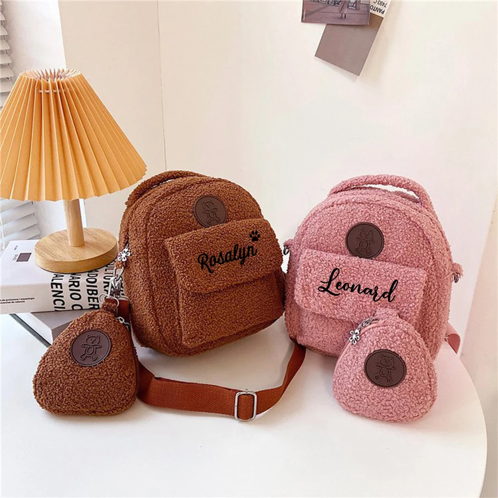 Personalized Bear Backpack Custom Backpacks for women Mini Kids Travel Shopping Backpack Female Cute Bear Shaped Shoulder Bag