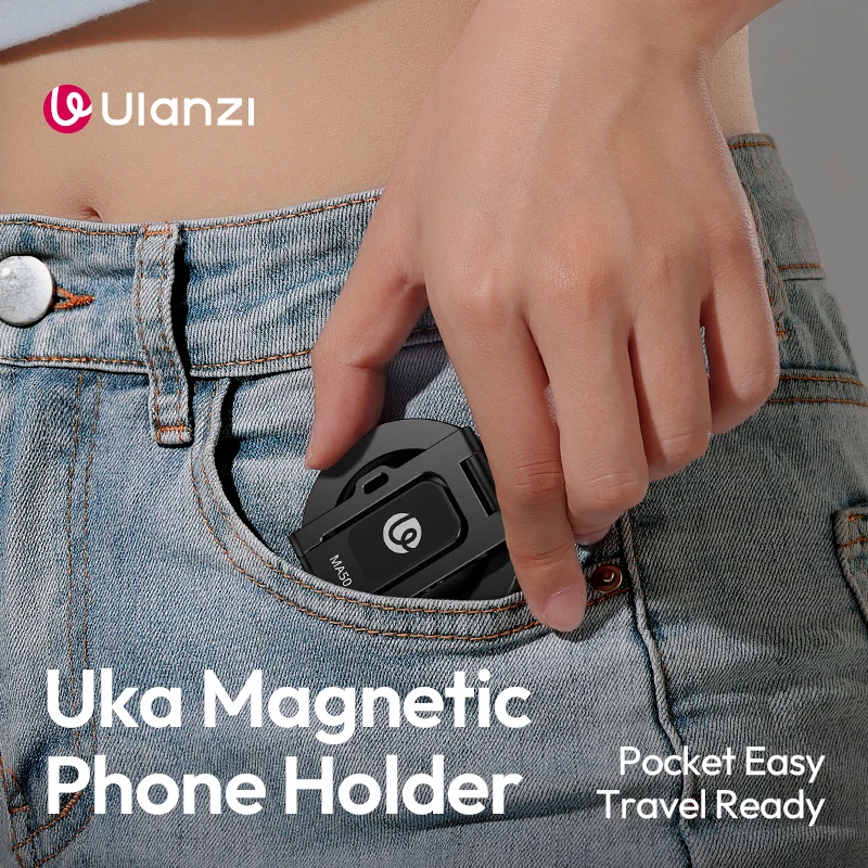 Ulanzi MA50 Phone Holder Uka Magnetic Smartphone Stand Multi-Angle with 1/4" Universal Backpack Strap Mount Livestreaming Vlog